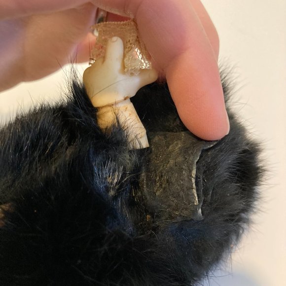 Vintage 6" Furry Baby Duck Doll Figure Black Fuzzy Bundle Plastic Head - Picture 4 of 9